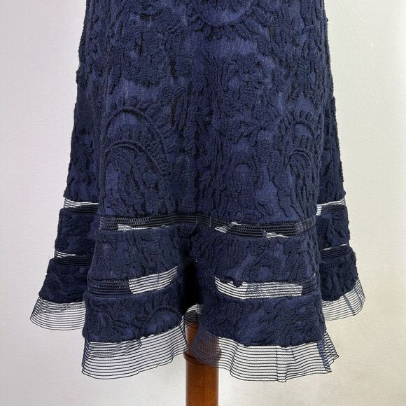 Adrianna Papell Fit and Flare Lace Dress Size 6P Blue Navy Cap Sleeve Formal - Picture 3 of 16